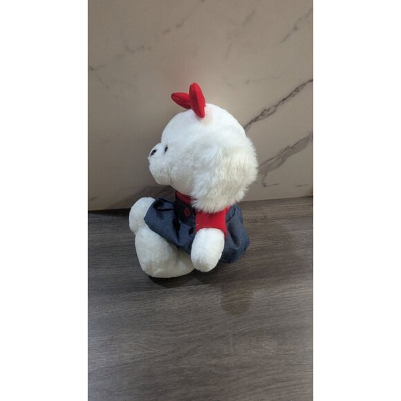 White Plush Dog Toy In Dress & Bow 14" stuffed animal XIMISO - Picture 3 of 10